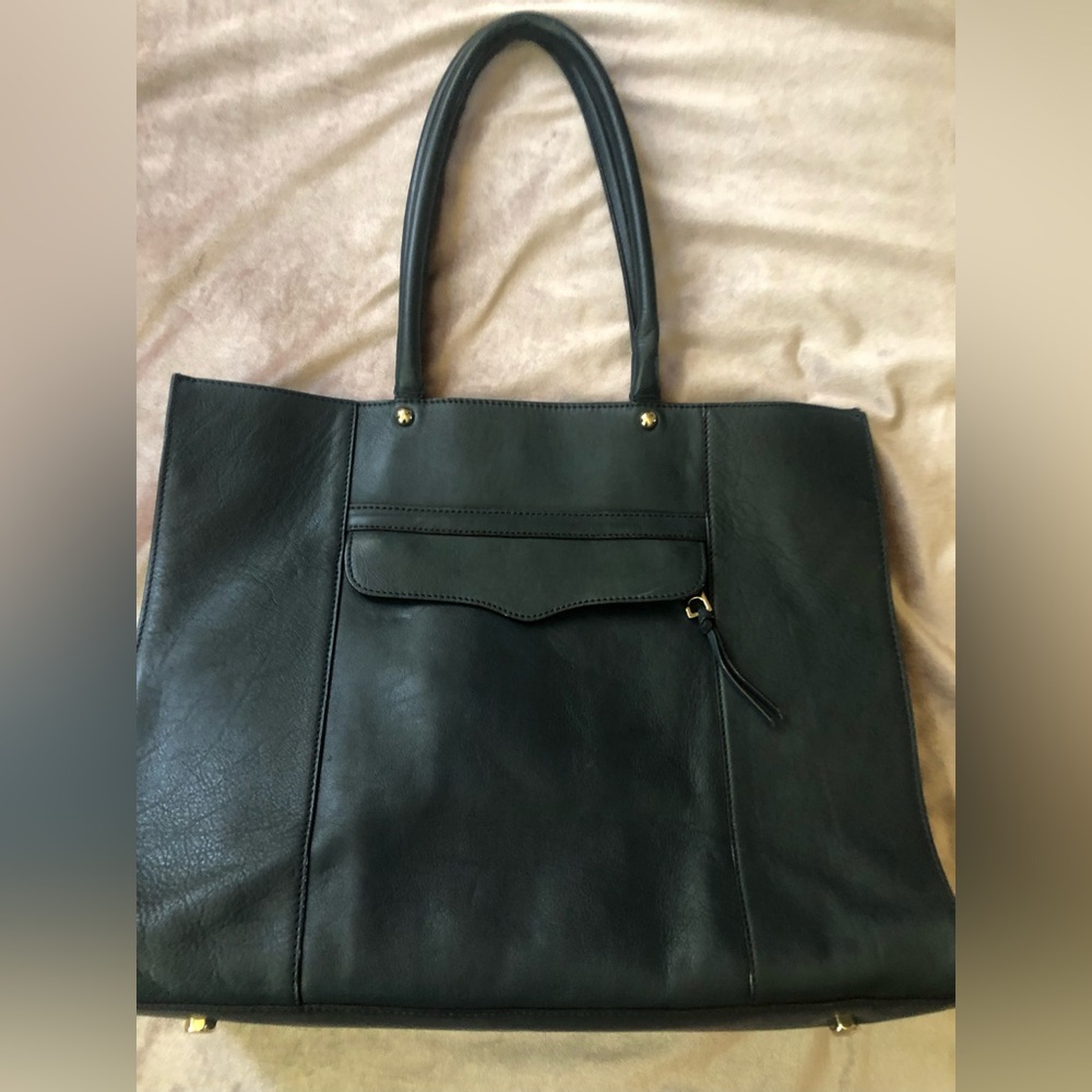 🔵Rebecca Minkoff Midnight Blue Leather Shoulder Tote Hand-Bag Purse - Picture 7 of 14